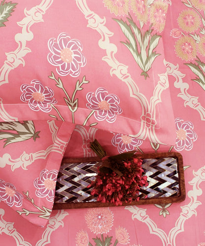 Coral Blossom Queen Fitted Bedsheet With 2 Pillow Covers