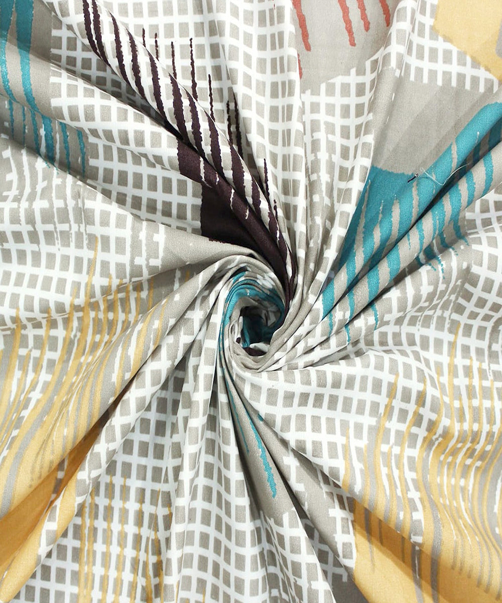 Multicolor Abstract Single Fitted Bedsheet With 1 Pillow Cover