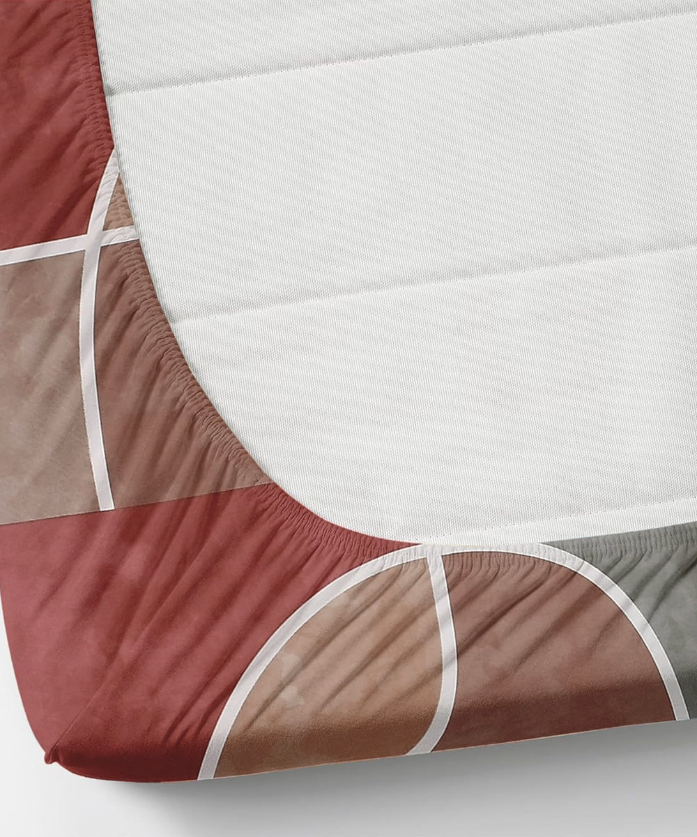 Vintage Grid Single Fitted Bedsheet With 1 Pillow Cover
