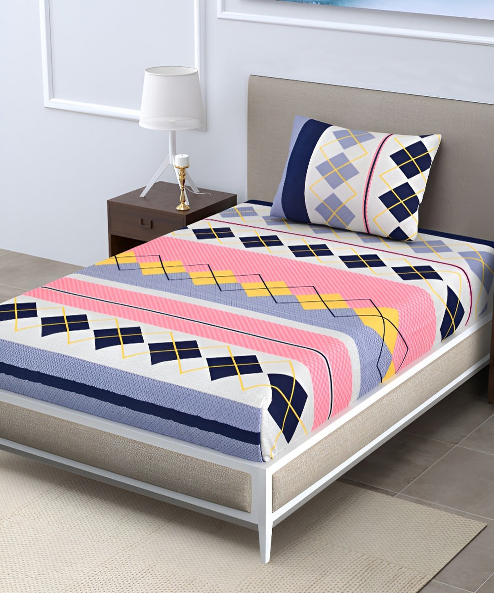 Blush Diamond Parade Single Fitted Bedsheet With 1 Pillow Cover