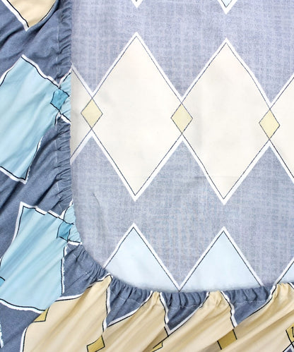 Multi Rhombus  Queen Fitted Bedsheet With 2 Pillow Covers