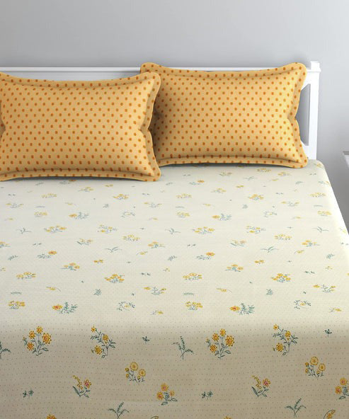 Floral King Size Bedsheet With 2 Pillow Covers