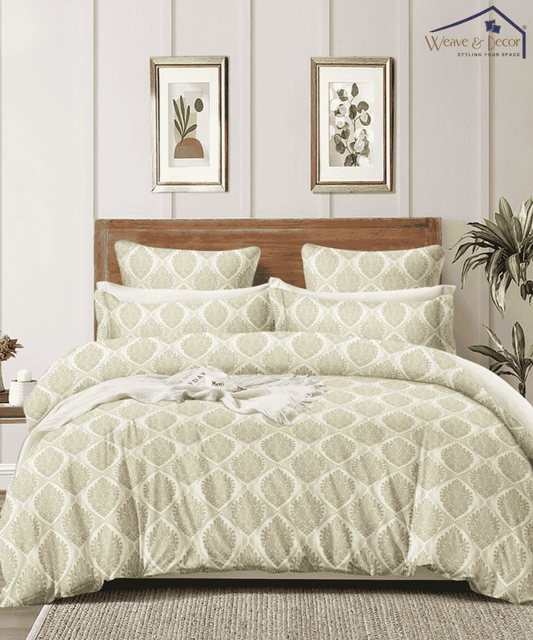 Vintage Crest  King Fitted Bedsheet With 2 Pillow Covers