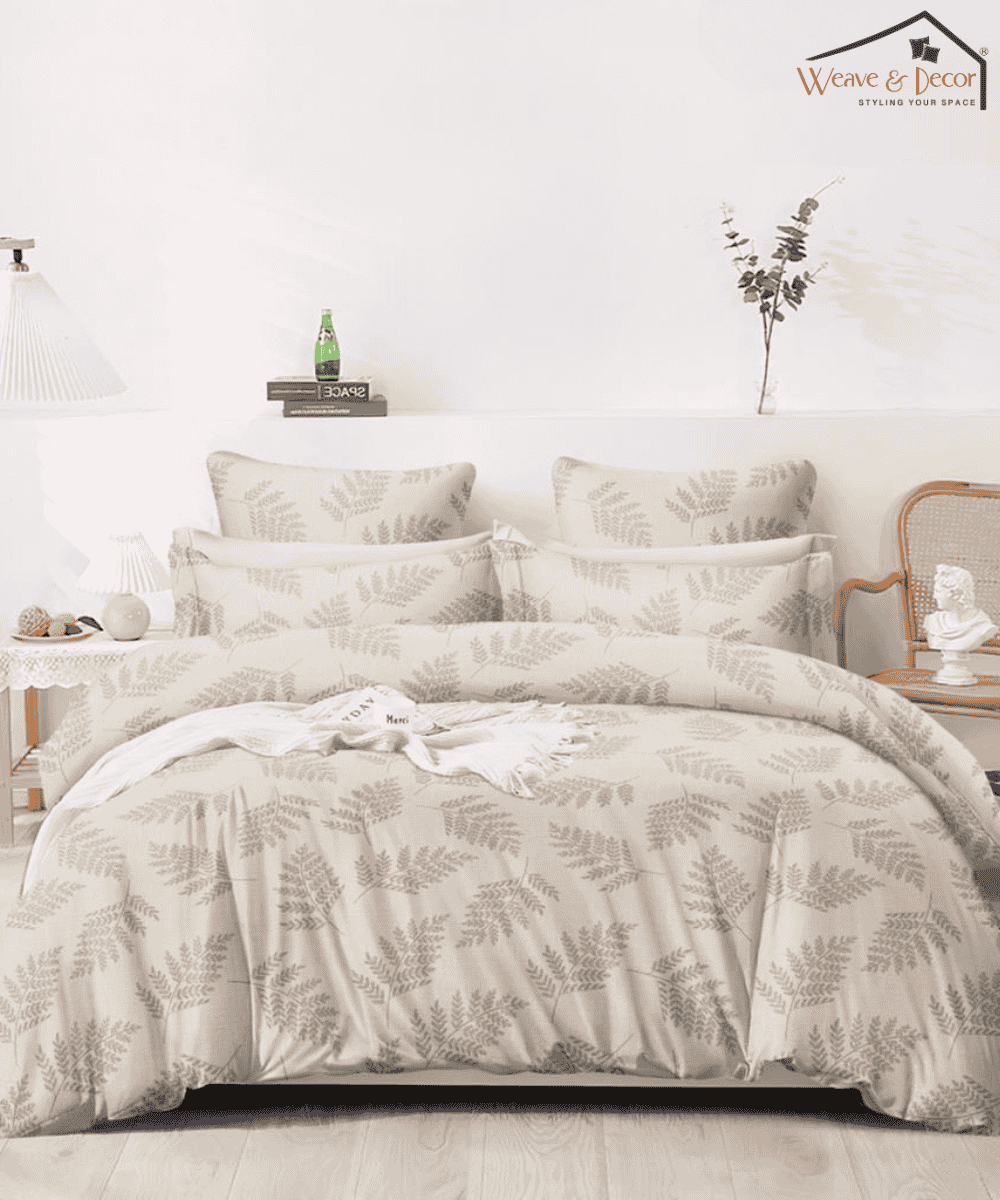 Whispering Ferns King Fitted Bedsheet With 2 Pillow Covers