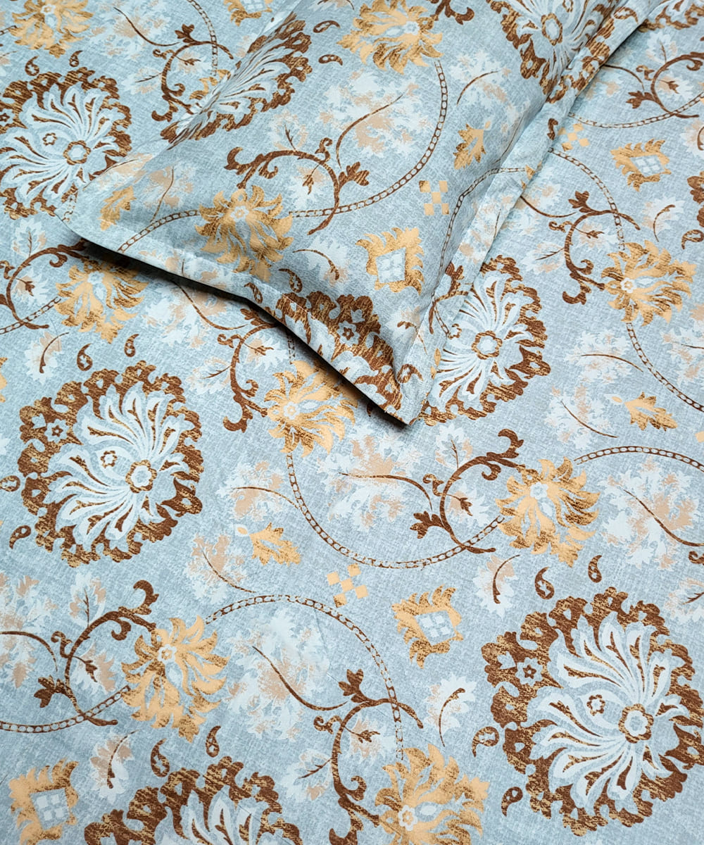 blue single bedsheet with pillow cover 