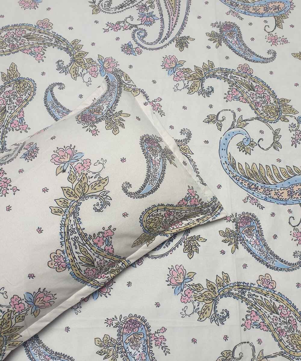 cream floral single bedsheet 