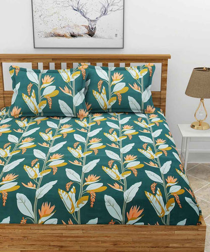 green floral fitted bedsheet 