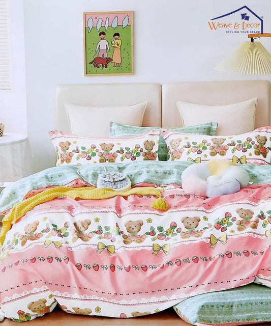 Teddy Blossom King Fitted Bedsheet With 2 Pillow Covers