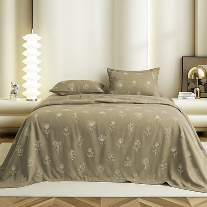 Sandy Bloom Flat Double Bedsheet With 2 Pillow Covers
