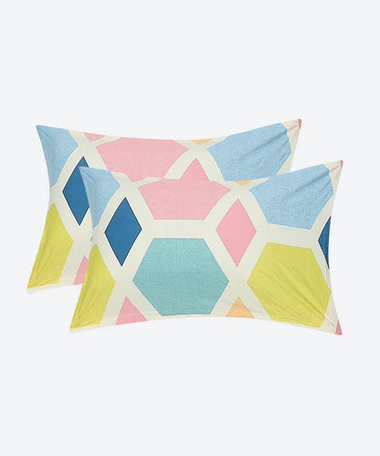 Hexa Geometric Flat Double Bedsheet With 2 Pillow Covers
