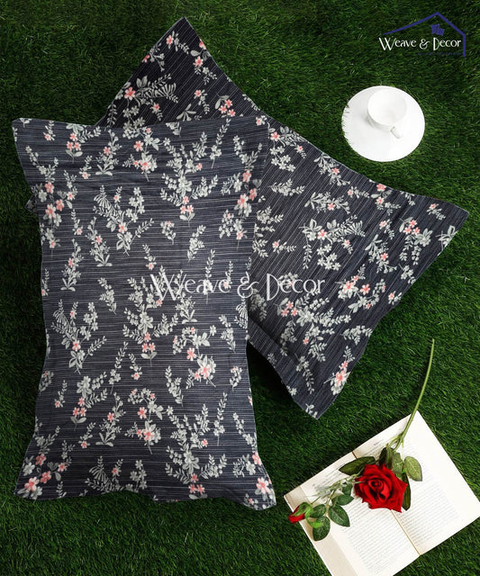 Charcoal  Blossom Pillow Cover Set of 2