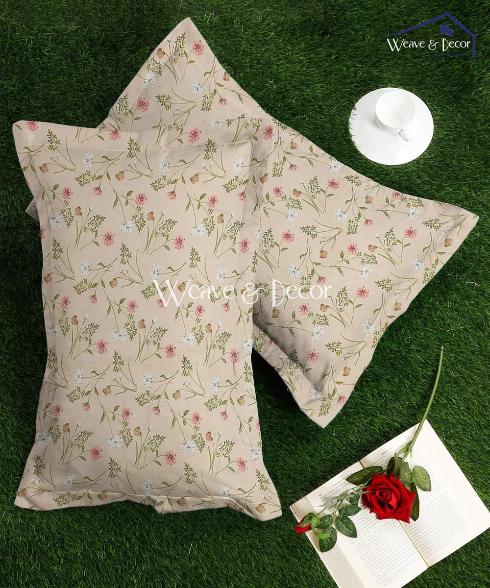 Cream Floral Pillow Cover Set of 2