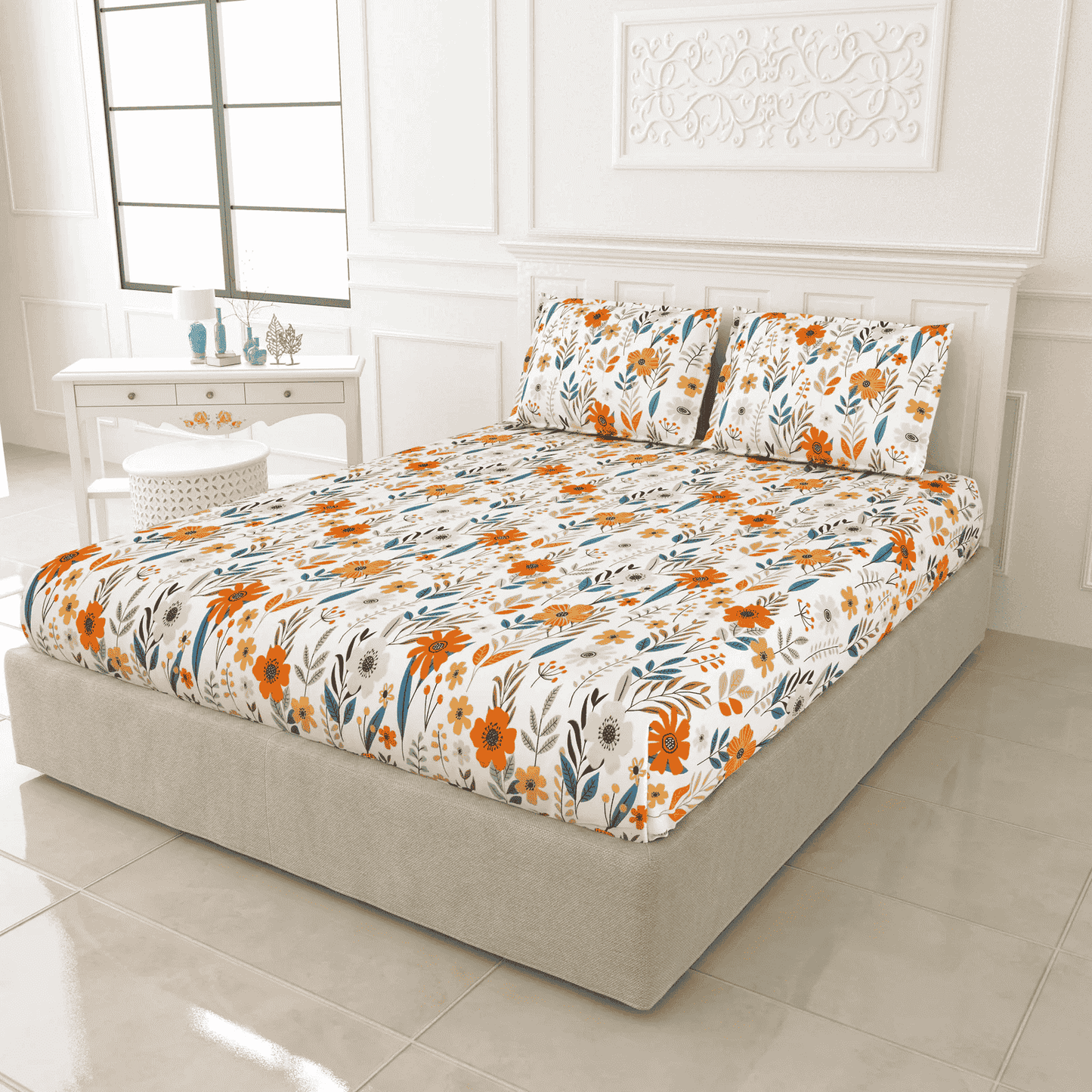orange king size bedsheets 