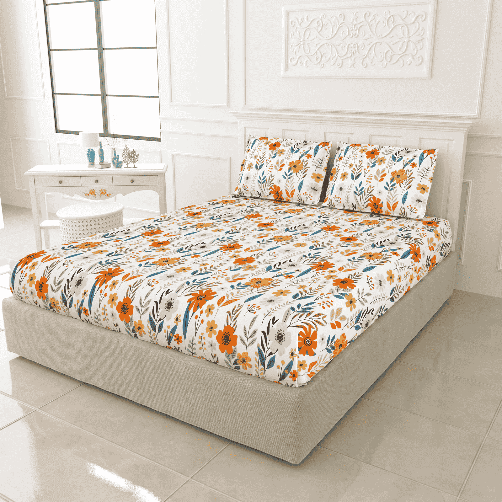 orange king size bedsheets 