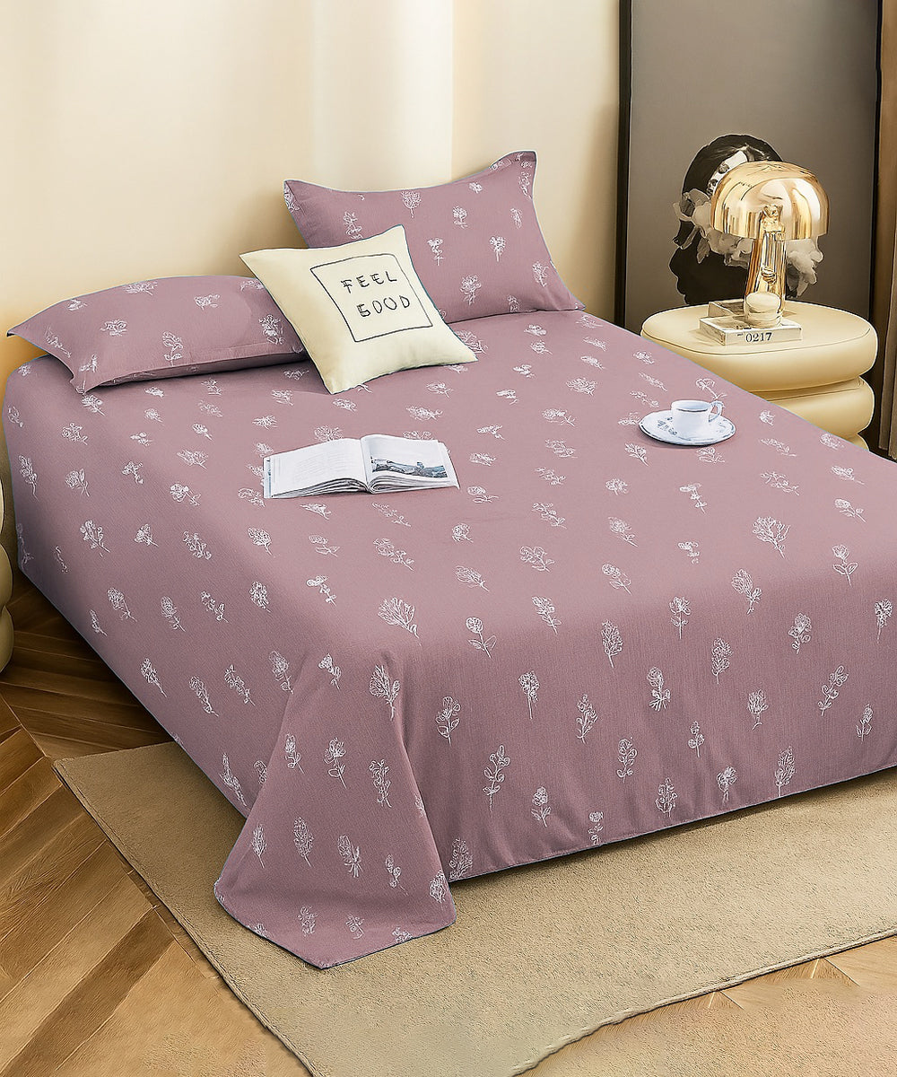 Blossom Trail Flat Double Bedsheet With 2 Pillow Covers