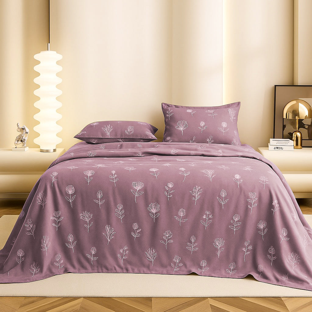 Blossom Trail  Flat Bedsheet With Pillow Covers