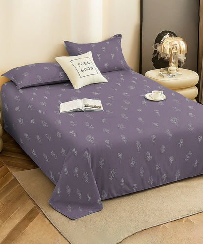 Lilac Petal Flat Double Bedsheet With 2 Pillow Covers