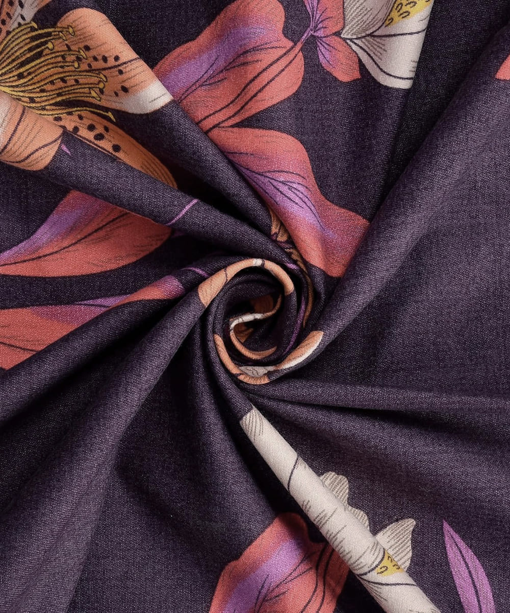 purple floral double bedsheet with pillow cover