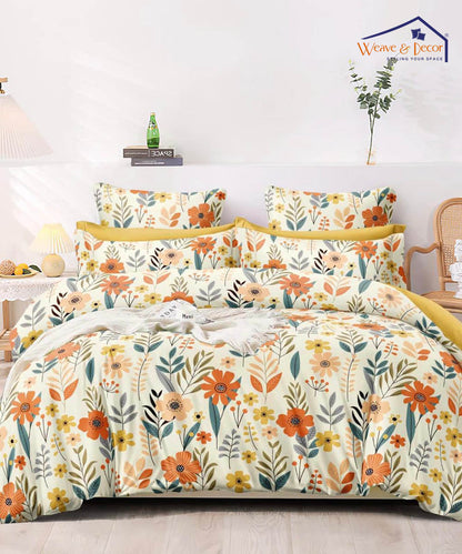 Nature's Whimsy  Super King Fitted Bedsheet With 2 Pillow Covers