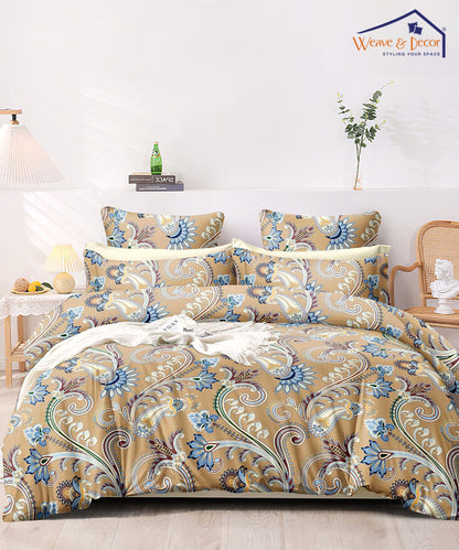 Paisley blossom  Queen Fitted Bedsheet With 2 Pillow Covers