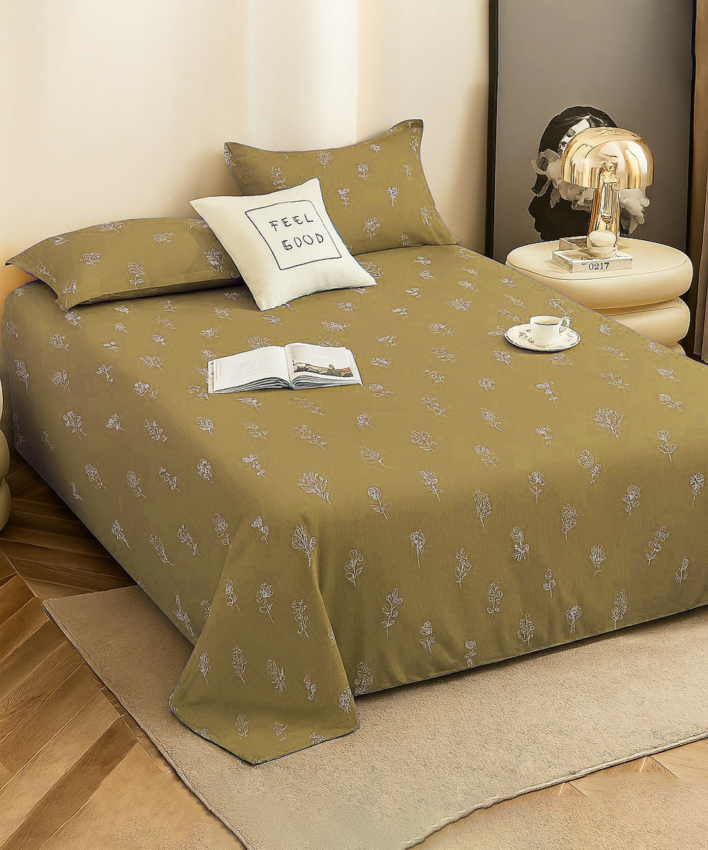 Earthen Elegance King Size Bedsheet With 2 Pillow Cover